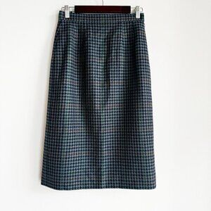 Vintage Aquascutum Made in England Wool Houndstooth Pencil Skirt S